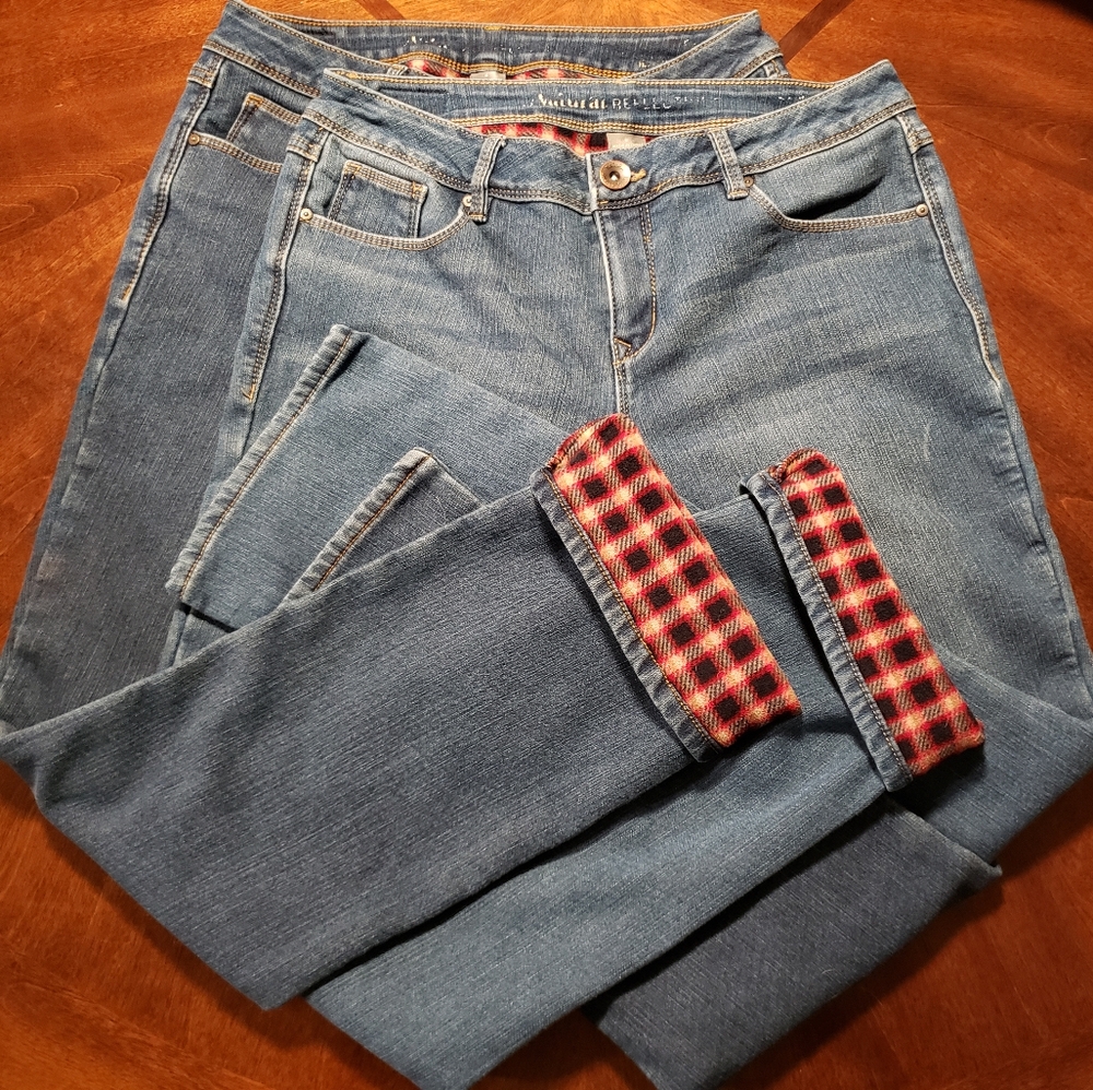 Lot Of 2 Pairs Of Womens Natural Reflections Fleece Lined Jeans